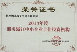 2013年度服务浙江中小企业十佳投资机构